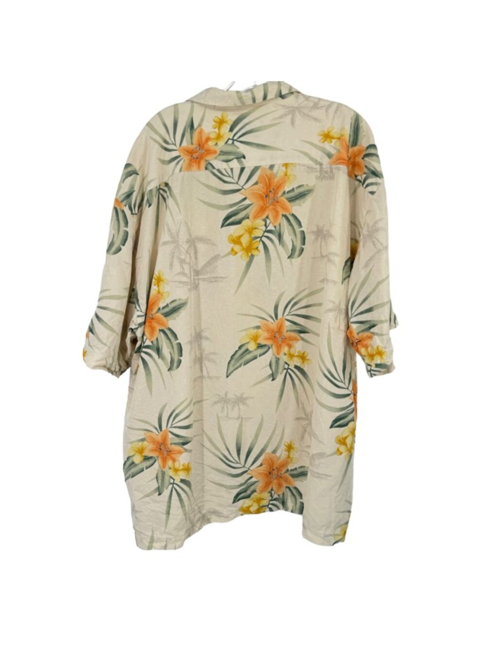 Eagle dry goods Mens Tropical Hawaiian Shirt XXL Silk Beige yellow Floral Print - Picture 10 of 10